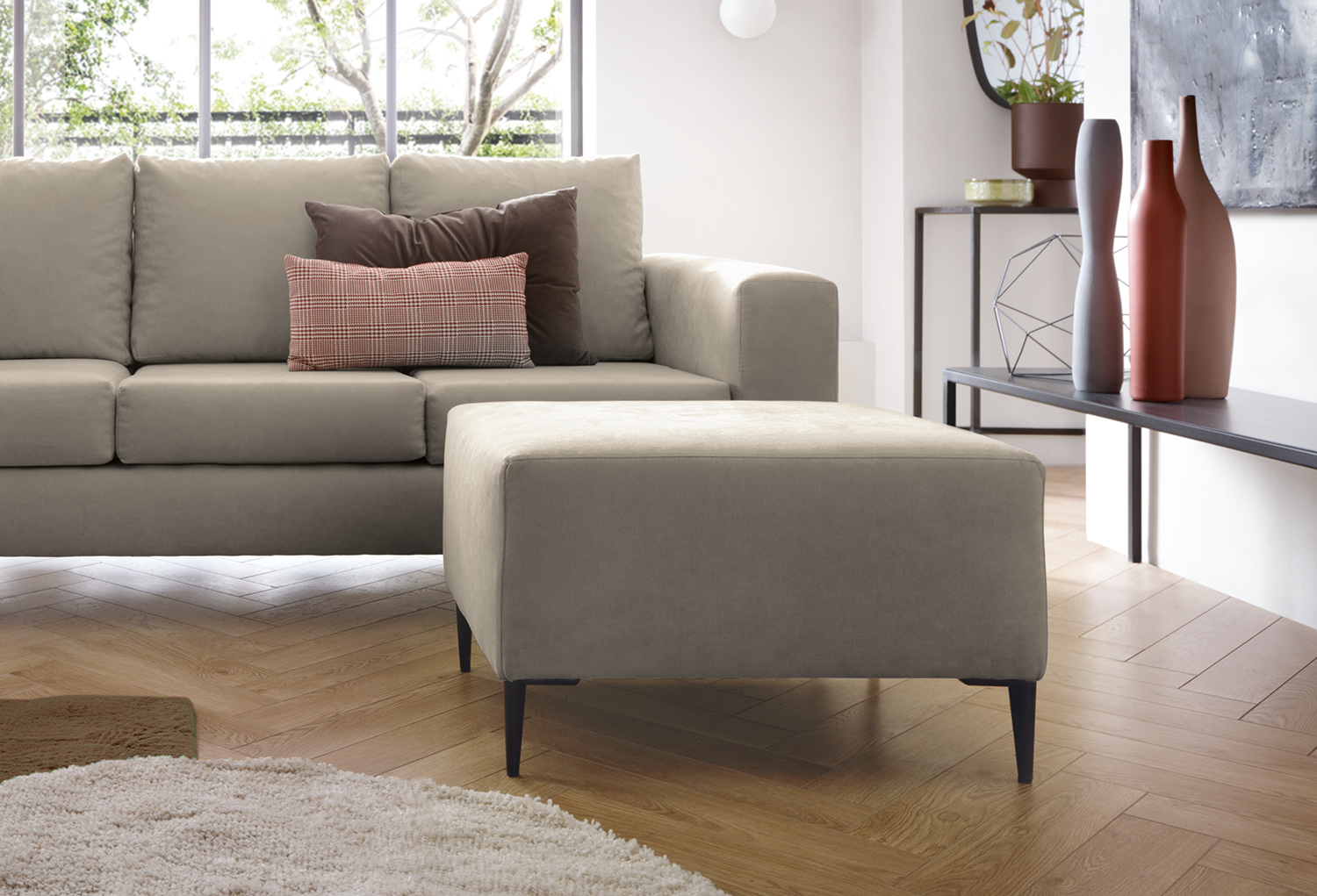 Sofa with detachable shop footstool