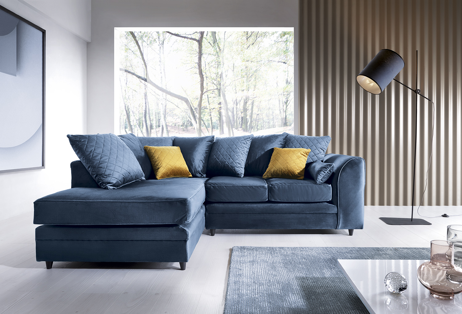 Corner sofa velvet hotsell blue