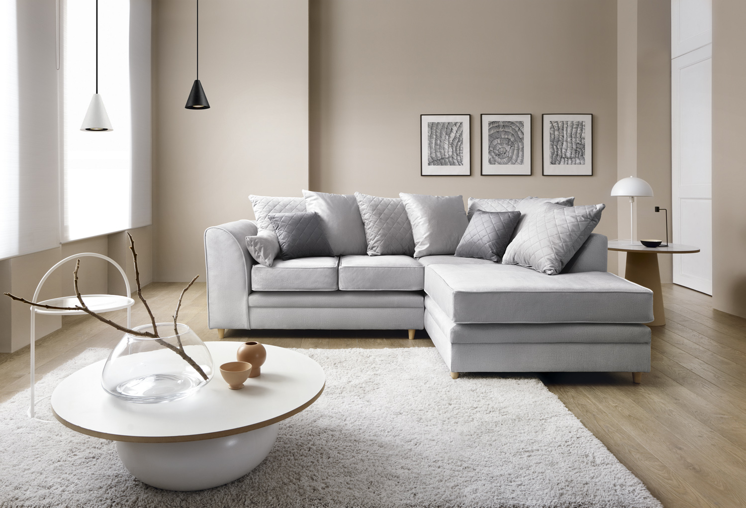 Light top velvet sofa