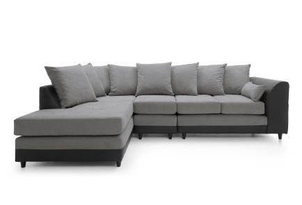 DYLAN PLUS LARGE CHENILLE CORNER SOFA-Cool Grey-Left Facing