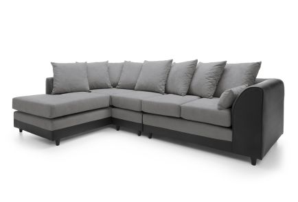 DYLAN PLUS LARGE CHENILLE CORNER SOFA-Cool Grey-Left Facing