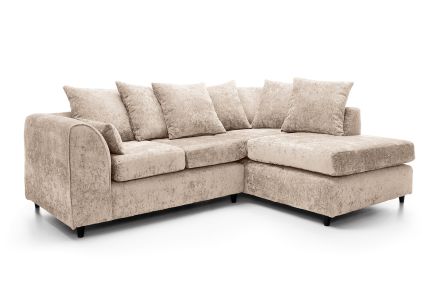 Harriet Crushed Chenille Corner Sofa-Cream-Right Facing