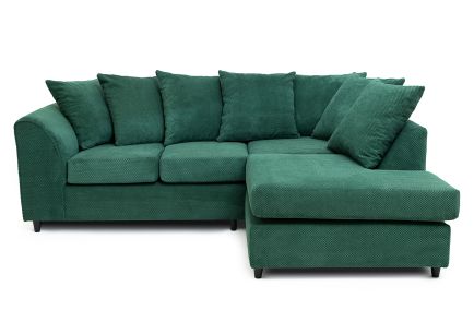 Jumbo Cord Corner Sofa Grid-Textured-Forest Green-Right Facing