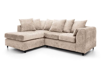 Harriet Crushed Chenille Corner Sofa-Cream-Left Facing