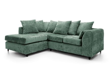 Harriet Crushed Chenille Corner Sofa-Rifle Green-Left Facing