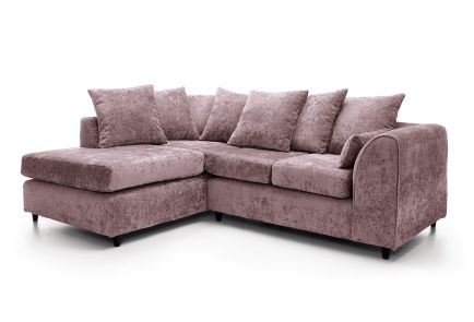 Harriet Crushed Chenille Corner Sofa-Pink-Left Facing