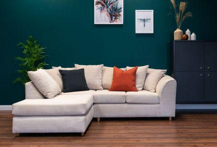 Jumbo Cord Corner Sofa Grid-Textured-Beige-Left Facing