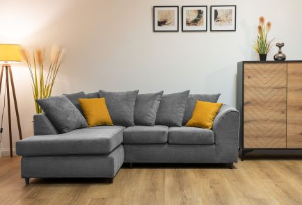 Jumbo Cord Corner Sofa Grid-Textured