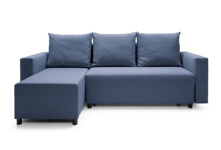 Oslo Corner Sofa Bed in Dark Blue - Left Facing
