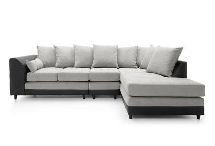 DYLAN PLUS LARGE CHENILLE CORNER SOFA-Light Grey-Right Facing