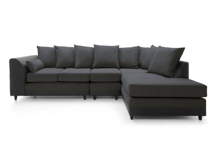DYLAN PLUS LARGE CHENILLE CORNER SOFA-Black-Right Facing
