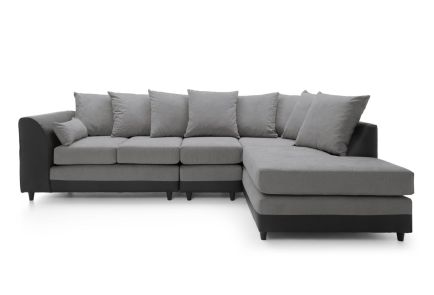 DYLAN PLUS LARGE CHENILLE CORNER SOFA-Cool Grey-Right Facing