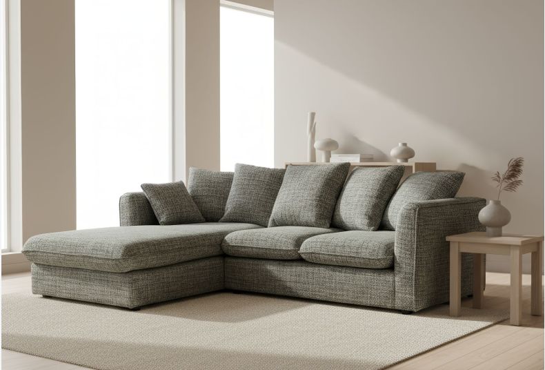 Lucas Textured Stone Grey Corner Sofa