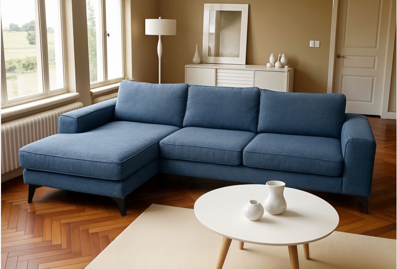 Venice Basket Weave Corner Sofa Light Blue