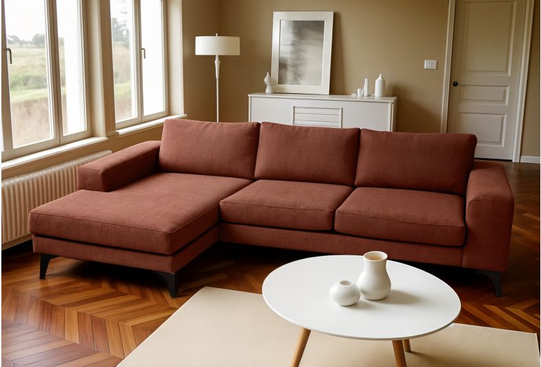 Venice Basket Weave Corner Sofa Burgundy