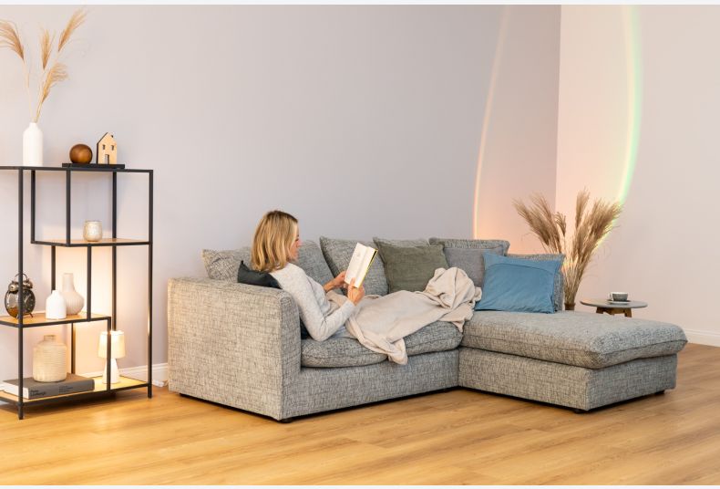 Lucas Textured Stone Grey Corner Sofa