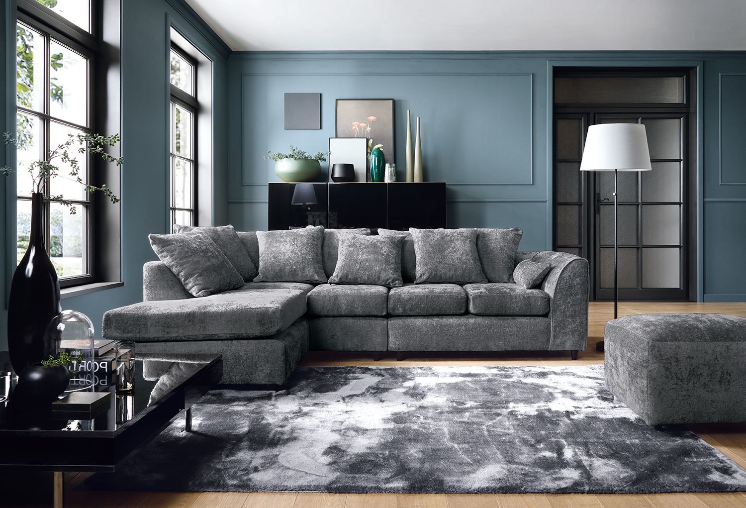 HARRIET PLUS CRUSHED CHENILLE CORNER SOFA