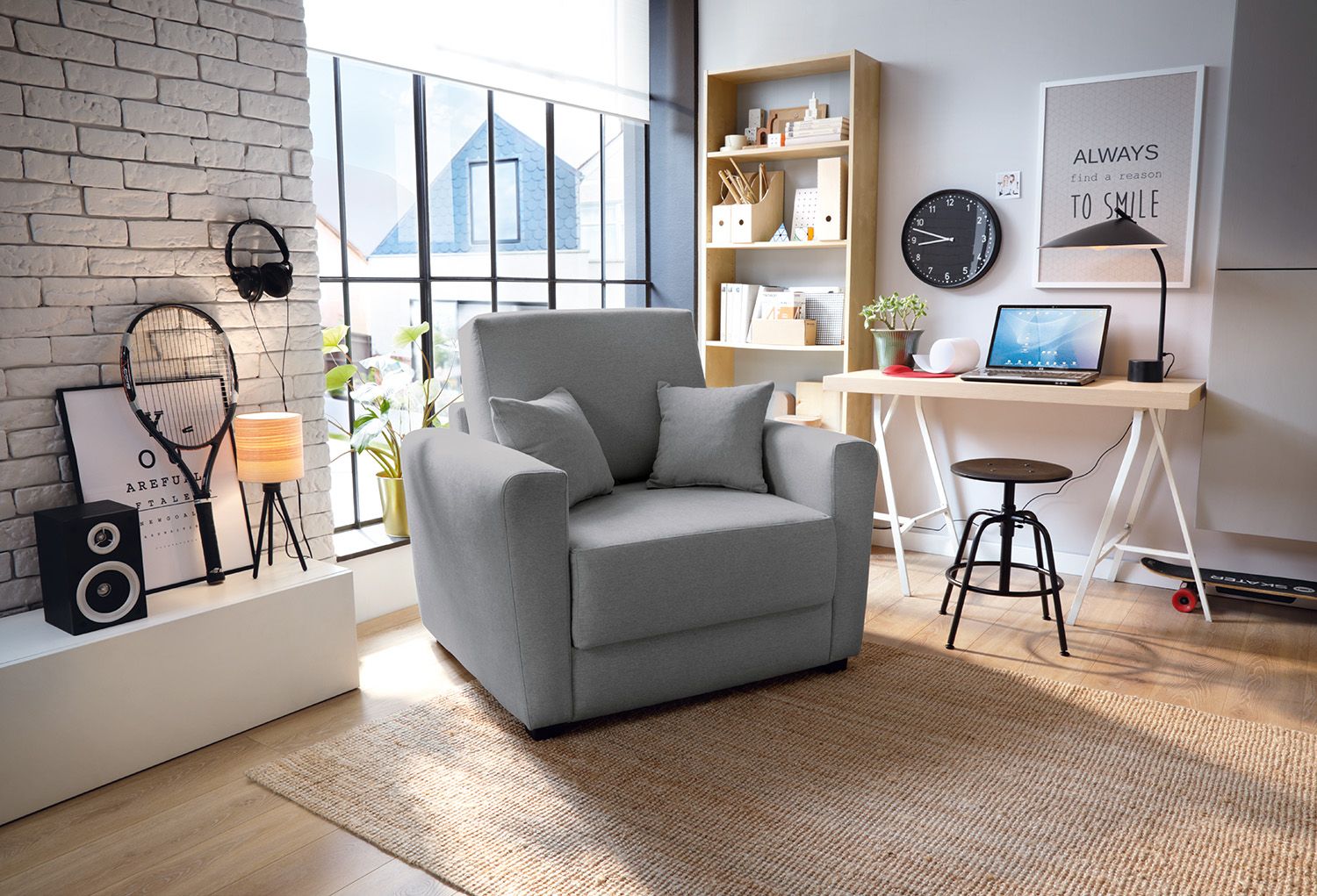 Single grey sofa bed sales