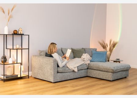 Lucas Textured Stone Grey Corner Sofa