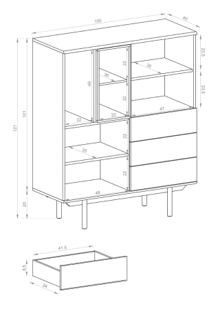 Inox Cabinet 100cm