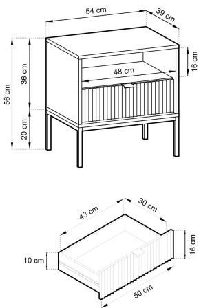 Nova Bedside Table 54cm