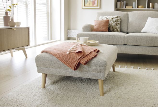 Harper Chenille Square Footstool