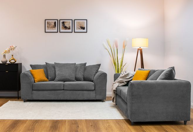 Jumbo Cord 3 Seater Sofa Grid-Textured