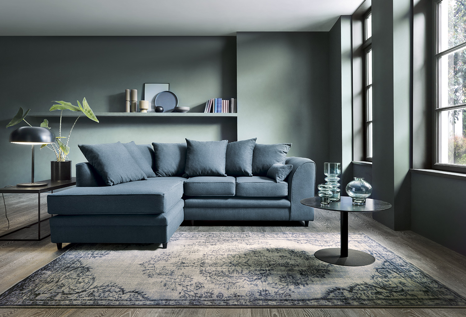 Blue grey best sale corner sofa