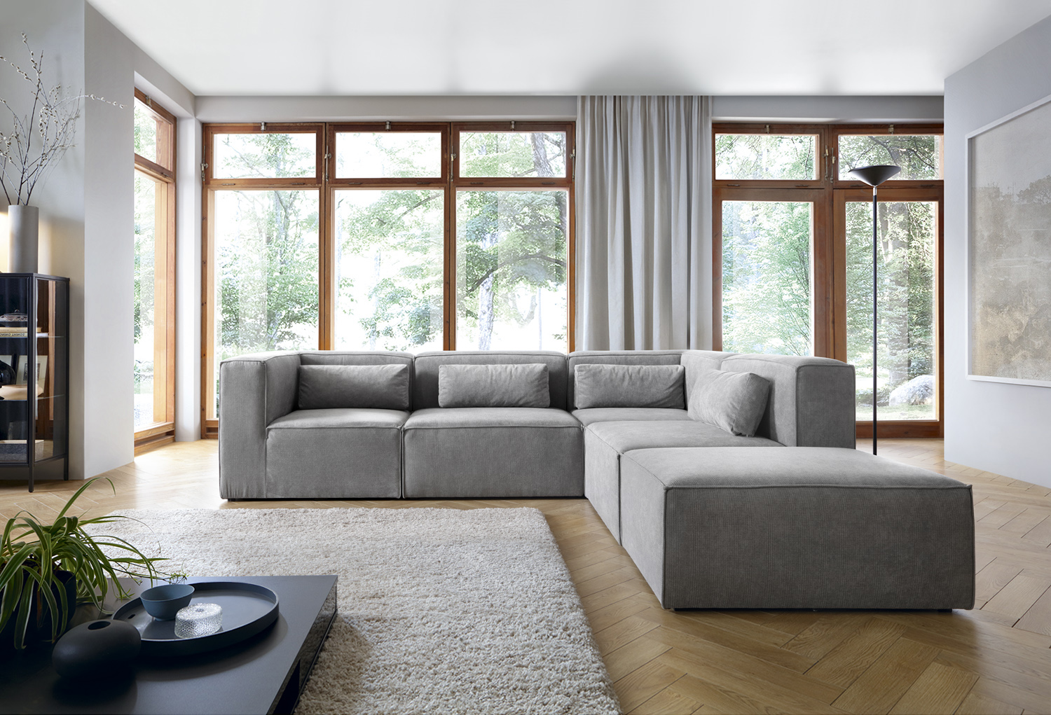 Grey reversible deals corner sofa
