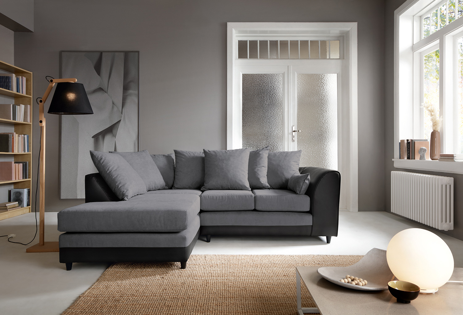 Chenille cheap sofa grey