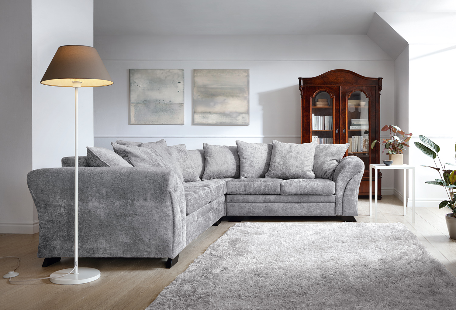 FARROW CRUSHED CHENILLE CORNER SOFA Abakus Direct