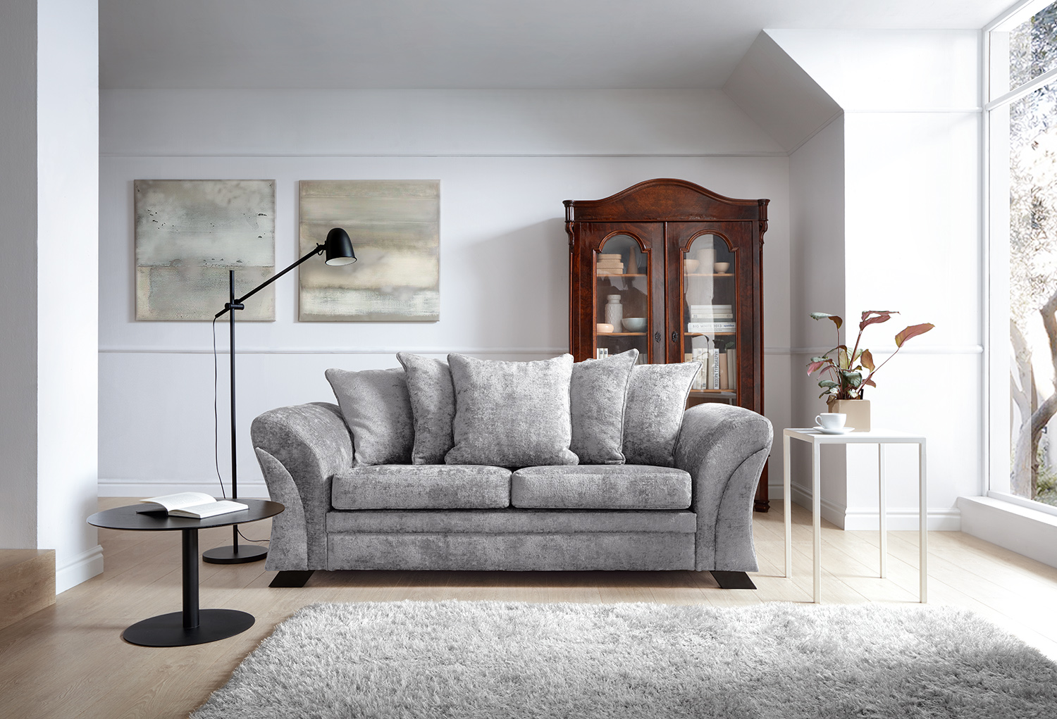 FARROW CRUSHED CHENILLE 3 SEATER SOFA