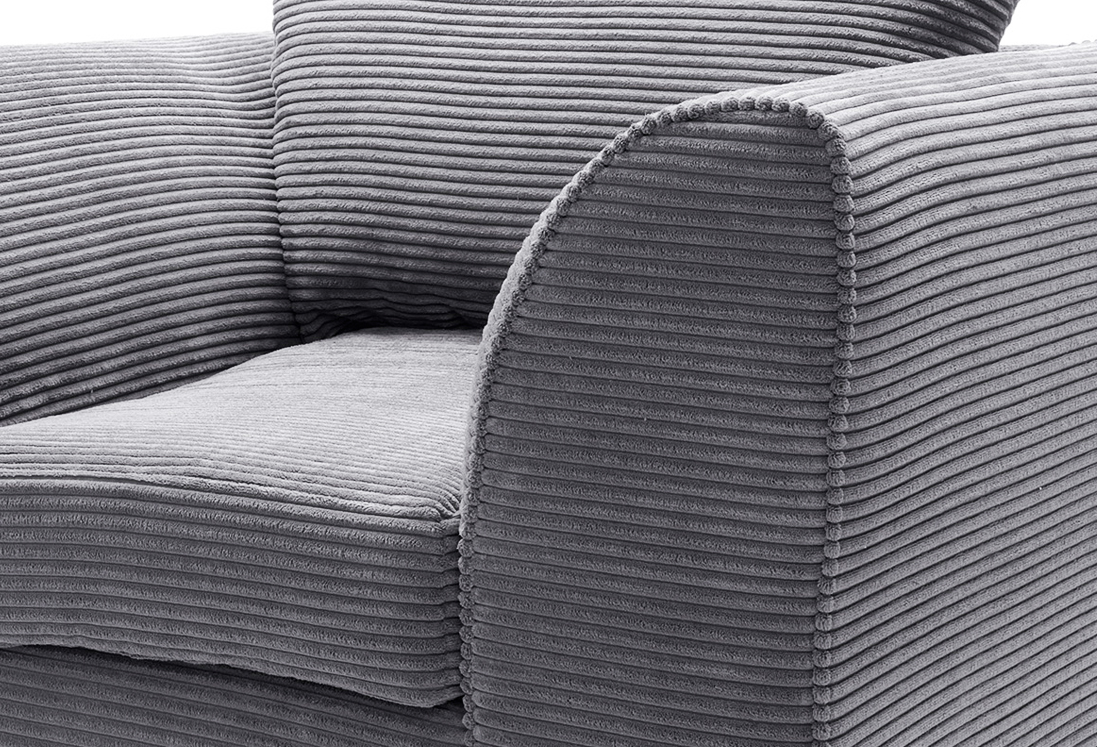 Grey jumbo cord armchair clearance