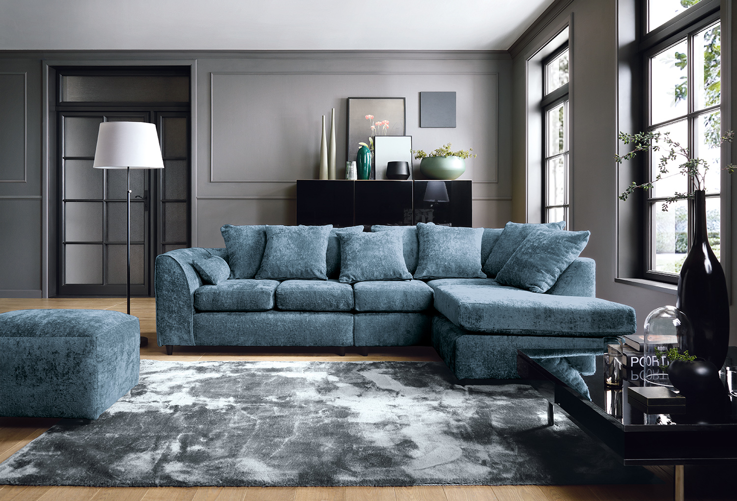 HARRIET PLUS CRUSHED CHENILLE CORNER SOFA