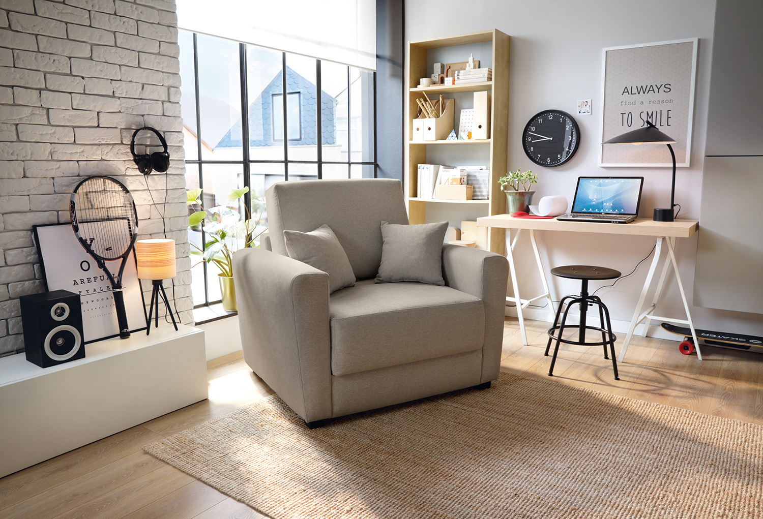 Grey single sofa bed chair online
