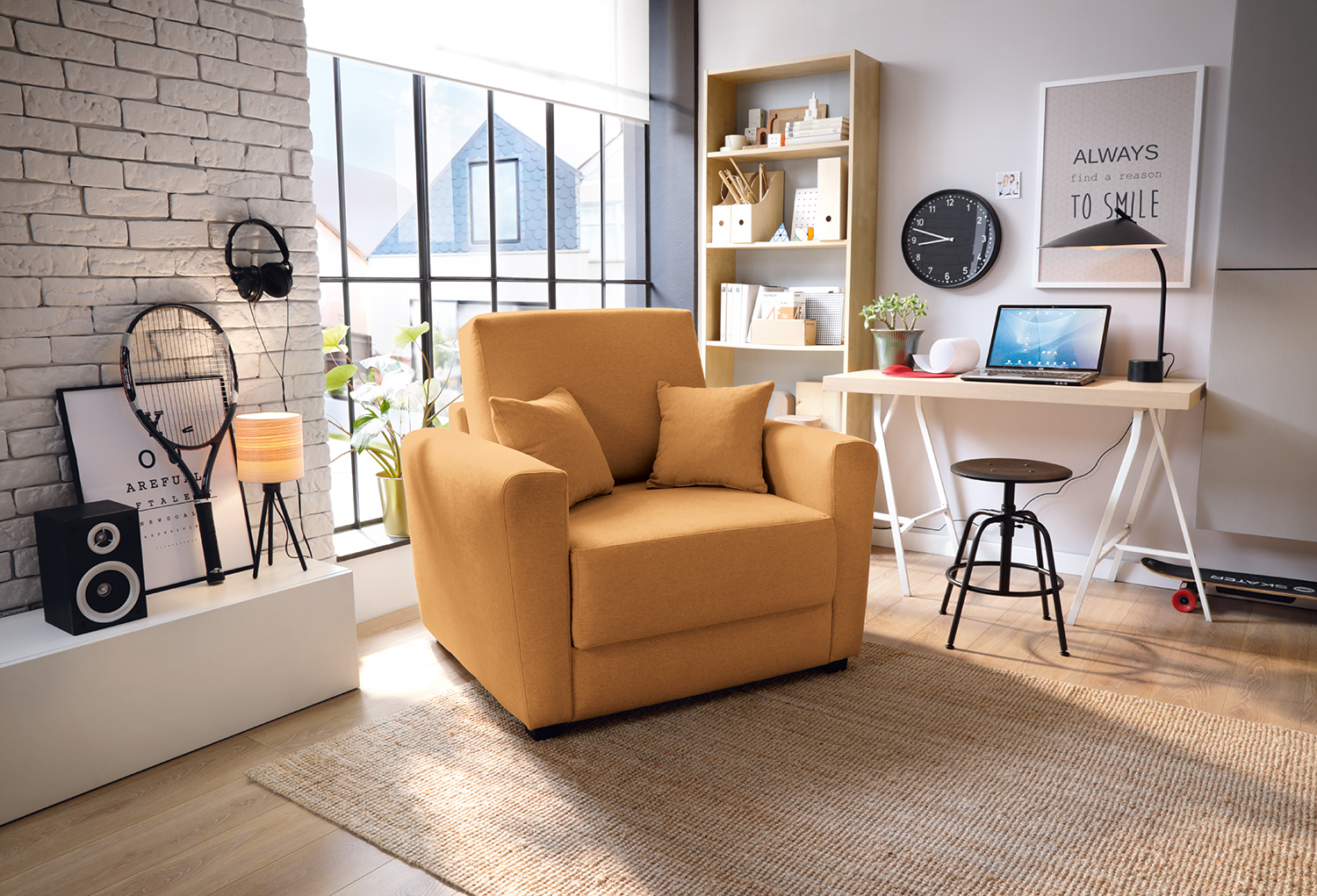 Brown shop single sofa