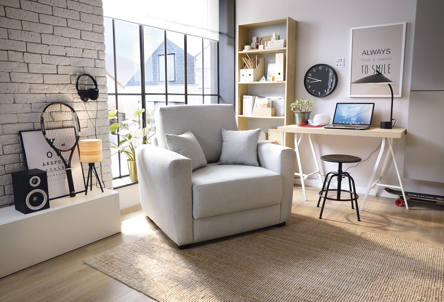 Grey single outlet sofa