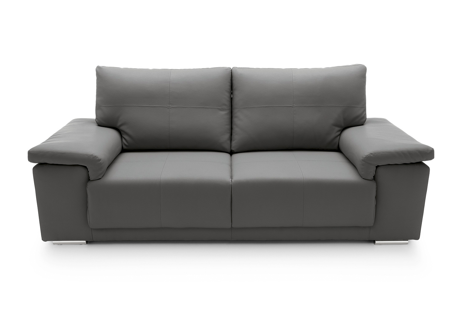 Kansas grey leather 3 seater sofa discount