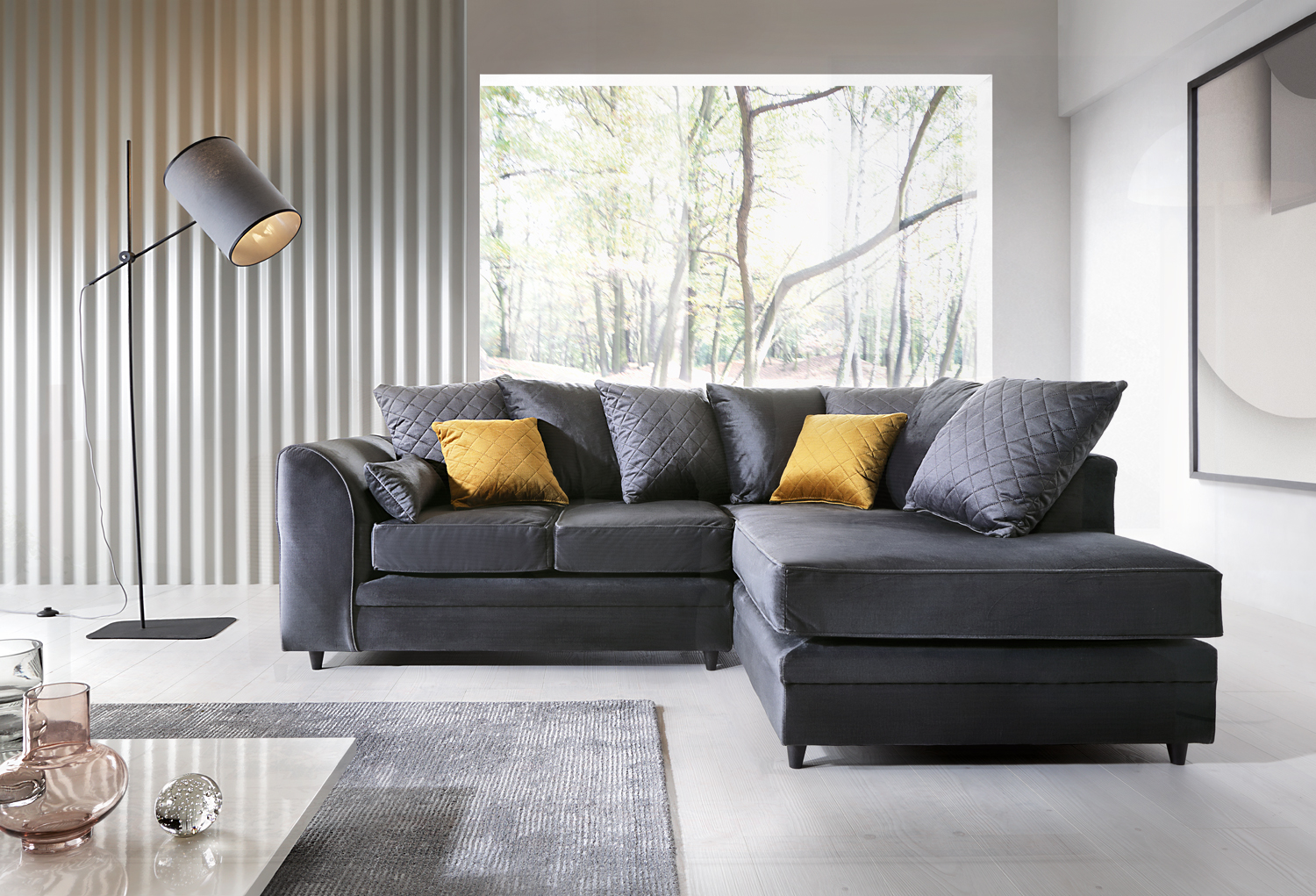 Velvet sofa dark outlet grey