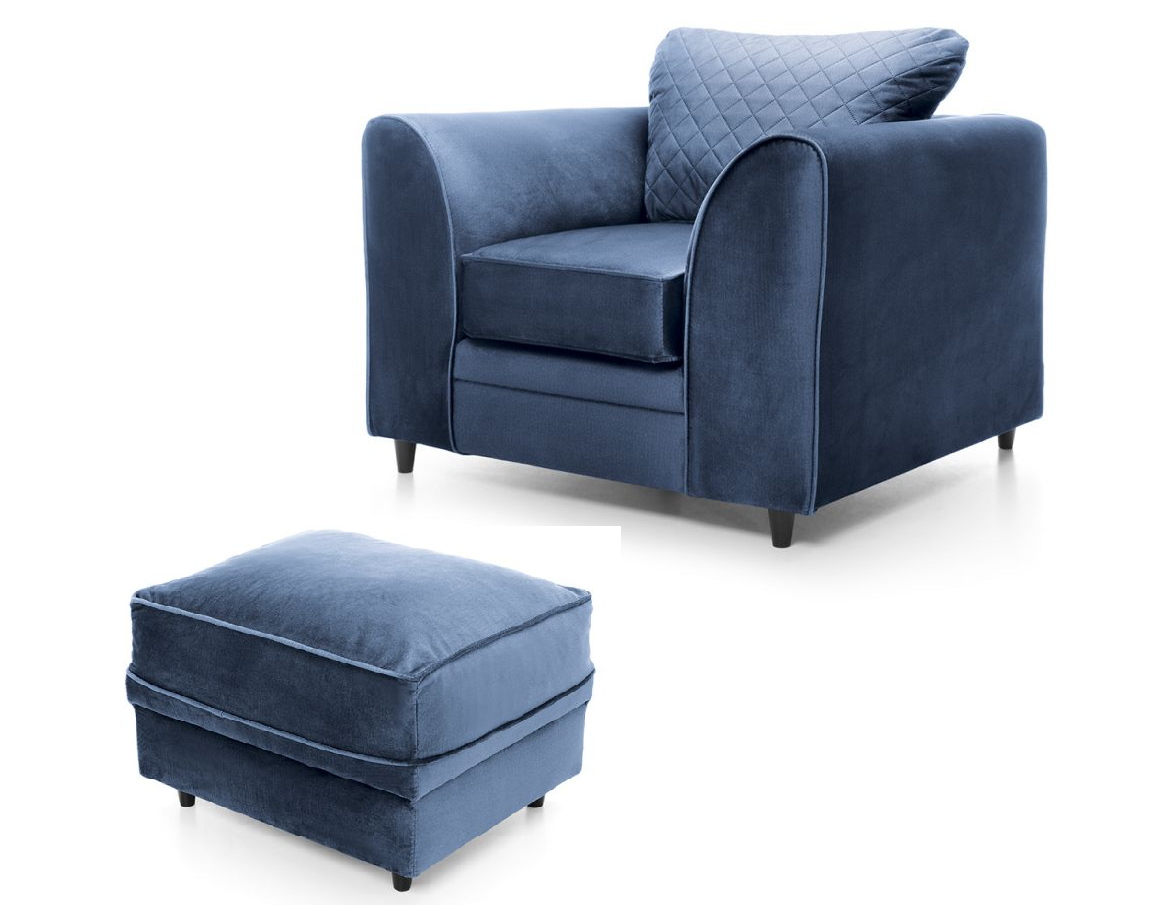 blue armchair and footstool set